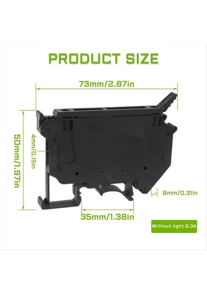 Uk5-Hesi UK5RD LED Din Rayı Sigortası Terminal Tabanı Olmadan Terminal Blok Vidalı Klips (10 Adet Paketi Siyah) (Yurt Dışından) indirimleri