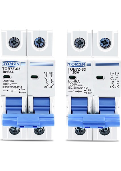 2x Tomzn 2p Dc 1000V Güneş Mini Devre Kesici Dc Mcb Pv Sistemi Için Devre Kesici 63A (Yurt Dışından)