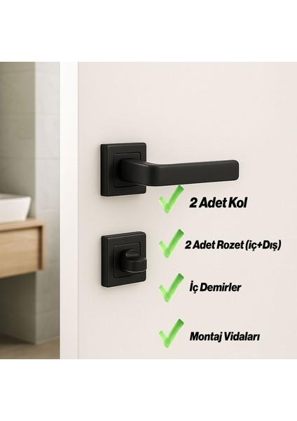 Akdam Wc Banyo Kapı Kolu Seti Siyah Modern Içten Kilitlemeli Sessiz Mekanizma Uyumlu Şık Kulp Takımı fiyatları