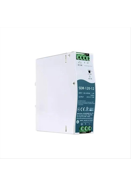 SDR-120-12 Anahtarlama Güç Kaynağı 120W 12V 10A Pfc Functı Güç Kaynağı ile Tek Çıkış Endüstriyel Dın Ray (Yurt Dışından)