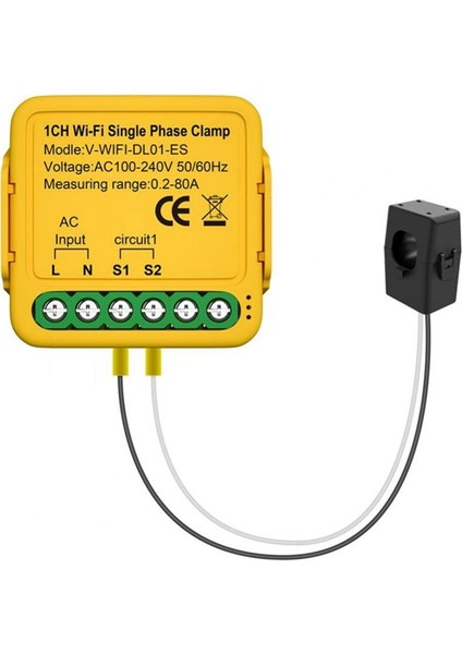 Alexa Google Home Için Clamp Ct Kwh Kwh Kwh Güç Elektrik Tüketim Monitörü ile Tuya Ikili Wifi Enerji Ölçer 80A (Yurt Dışından)