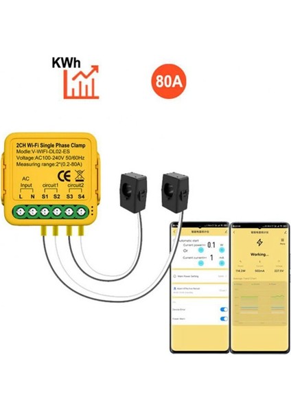Alexa Google Home Için Clamp Ct Kwh Kwh Kwh Güç Elektrik Tüketim Monitörü ile Tuya Ikili Wifi Enerji Ölçer 80A (Yurt Dışından) modelleri