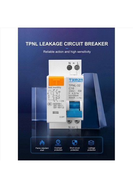 2x Tomzn Tpnl Dpnl 230V 1p+N Aşırı ve Kısa Akım Koruması ile Kalan Akım Devre Kesici Rcbo Mcb Tpnl 32A (Yurt Dışından) fiyatları