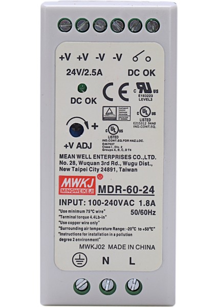 5x Mdr-60 24V 60W Dın Demiryolu Güç Kaynağı Ac-Dc Sürücü Voltaj Regülatör Güç Suply 110V 220V (Yurt Dışından) fırsatları