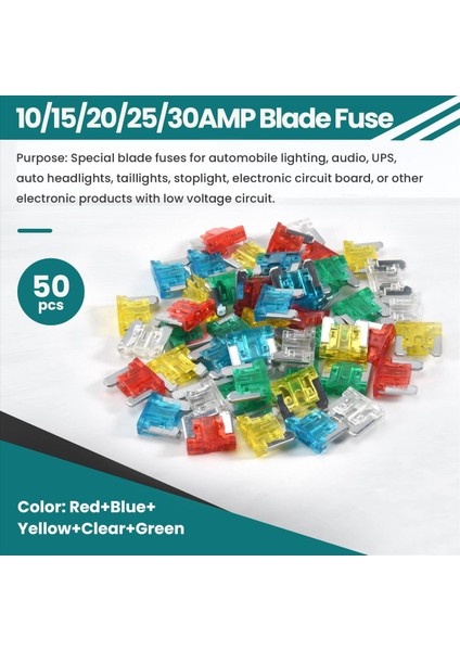 50PC Ince Düşük Profilli Mini Bıçak Sigorta Ap&#39 Leri Att Araba Kamyonu Rv 10/15/20/25/30PP Seti (Yurt Dışından) indirimleri