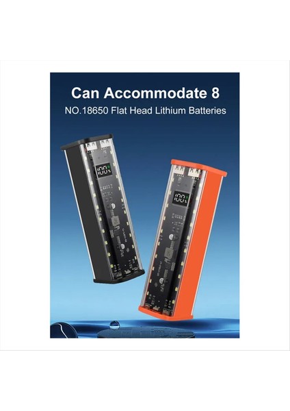 8 Yuva 18650 Dıy Güç Bankası Kılıfı Hızlı Şarj Güç Bankası Kılıfı Büyük Kapasiteli Dijital Ekran Pil Depolama Siyah (Yurt Dışından) indirimleri