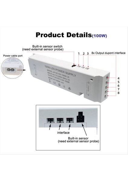 AC220V - Dc 12V Aydınlatma Transformatör LED Kabine Işık Şeridi Işık Güç Kaynak Portu Sürücüsü 100W Ab Fiş (Yurt Dışından) fırsatları
