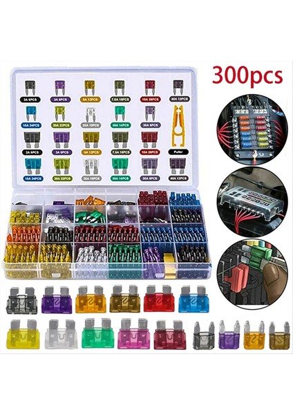 300PCS Araba Bıçağı Sigorta Çiftlik Kiti Otomobil Kamyonu Otomotiv Orta Küçük Sigorta Karışık Motosiklet Devre Sigorta Kutu (Yurt Dışından) fiyatları