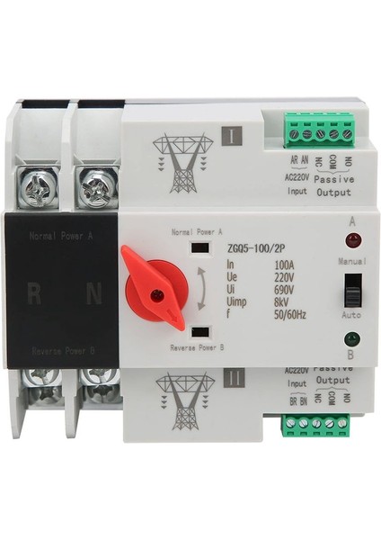 Şanzıman Anahtarı 220V ZGQ5-100 / 2p Çift Güçlü 2 Yollu Şanzıman Anahtarı Denetleyicisi ile Otomatik Aktarım Anahtarı (Yurt Dışından)