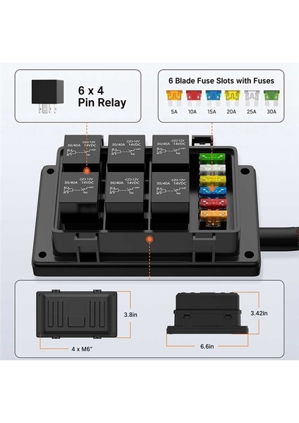 Röle Kutusu 12V 6 Pc ile 4 Pin Rölesi ve 6 Pcs Atc/ato Blade Sigorta Önceden Kablolu Röle Kutusu Röle Kiti Otomatik Için (Yurt Dışından) fiyatları