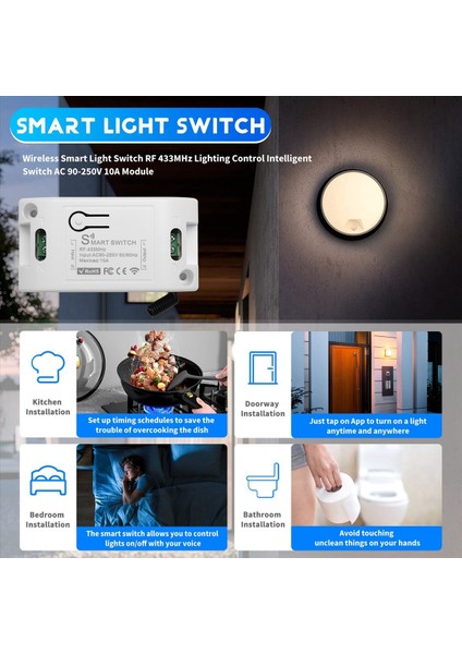 Kablosuz Akıllı Işık Anahtarı Rf 433MHZ Aydınlatma Kontrolü Akıllı Anahtar Ac 90-250V 10A Modülü (1 W ve 1 C) (Yurt Dışından) indirimleri