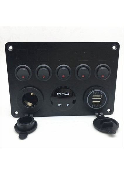 Tekne Anahtarı Panel Araç Anahtarı Panel Su Geçirmez Dijital Voltmetre Çift USB Port Outlet Kombinasyonu Deniz LED Rocker Yeşil (Yurt Dışından) modelleri