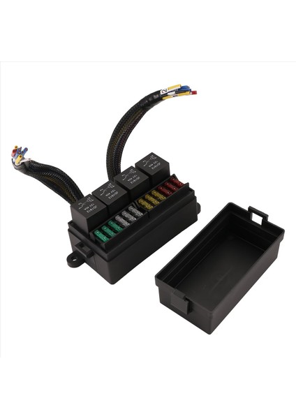 12V Araba Sigorta Röle Kutusu Ön Kablolu Sigorta ve Röle Kutusu 4 Rölesi ile 12 Yollu Atc/ato Sigortası Mühürlü 12V Röle Sigorta Kutusu (Yurt Dışından)