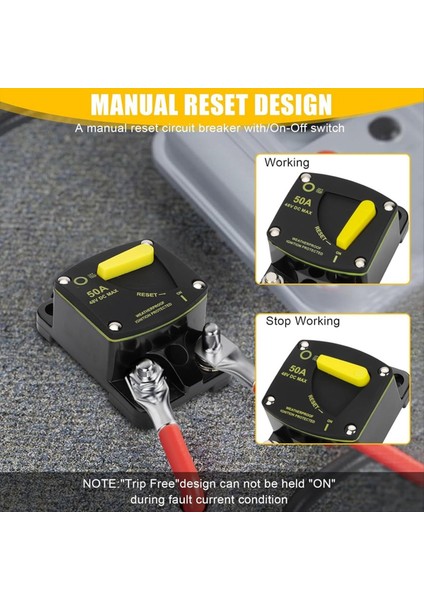 50AMP Devre Kesici W/manuel Sıfırlama Anahtarı Dc 12-48V Yüksek Amper W/wire Lugs Araba Ses Rv Marine Için Bakır Yıkayıcı (Yurt Dışından) fiyatları