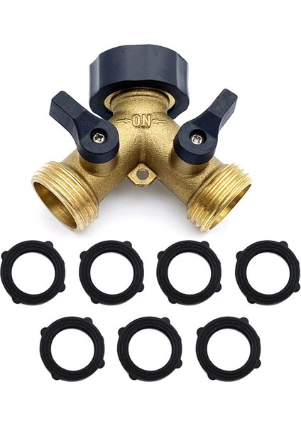 Bahçe Hortum Ayırıcı 2 Yollu Ağır Dereceli Pirinç Konnektör Musluk Ayrıştırıcı Y Splitter 2 Valf ve 7 Ekstra Kauçuk Yıkayıcı Hortum Spigot (Yurt Dışından)
