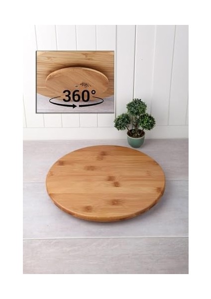 34CM Dönerli Bambu Yuvarlak Pizza ve Sunum Tepsisi, 360 Derece Dönebilen Kahvaltı Sunum, Pizza Sunum ve Börek Sunum Tepsisi fiyatları