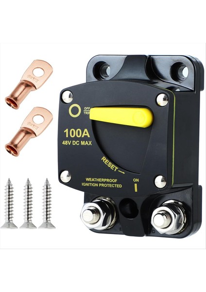 Tekne Trolling Rv Yacht Için Manuel Sıfırlama Anahtarı Düğmesi ile 100 Amper Deniz Devresi Kesici Yeniden Yerleştirilebilir 100A 12V - 48V Dc (Yurt Dışından)