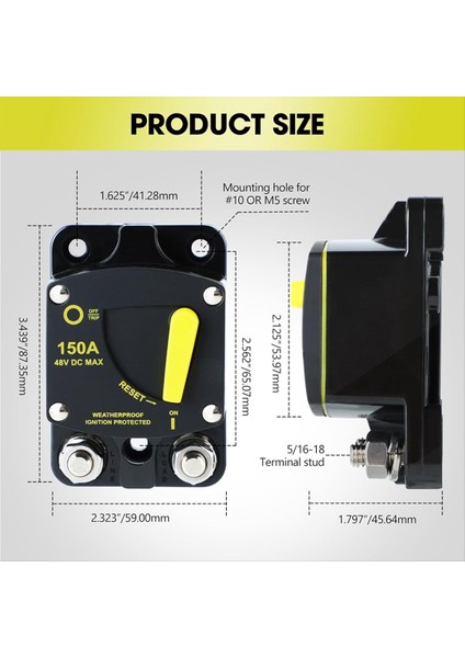 Tekne Trolling Rv Yacht Için Manuel Sıfırlama Anahtarı Düğmesi ile 100 Amper Deniz Devresi Kesici Yeniden Yerleştirilebilir 100A 12V - 48V Dc (Yurt Dışından) fiyatları