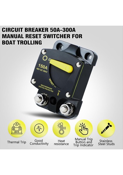 Tekne Trolling Rv Yacht Için Manuel Sıfırlama Anahtarı Düğmesi ile 100 Amper Deniz Devresi Kesici Yeniden Yerleştirilebilir 100A 12V - 48V Dc (Yurt Dışından) modelleri