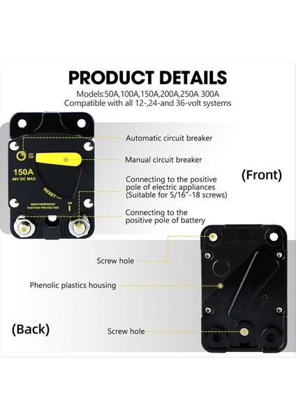 Tekne Trolling Rv Yacht Için Manuel Sıfırlama Anahtarı Düğmesi ile 100 Amper Deniz Devresi Kesici Yeniden Yerleştirilebilir 100A 12V - 48V Dc (Yurt Dışından) fırsatları