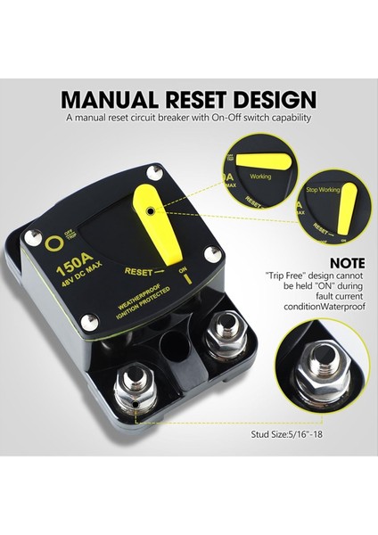 Tekne Trolling Rv Yacht Için Manuel Sıfırlama Anahtarı Düğmesi ile 100 Amper Deniz Devresi Kesici Yeniden Yerleştirilebilir 100A 12V - 48V Dc (Yurt Dışından) indirimleri