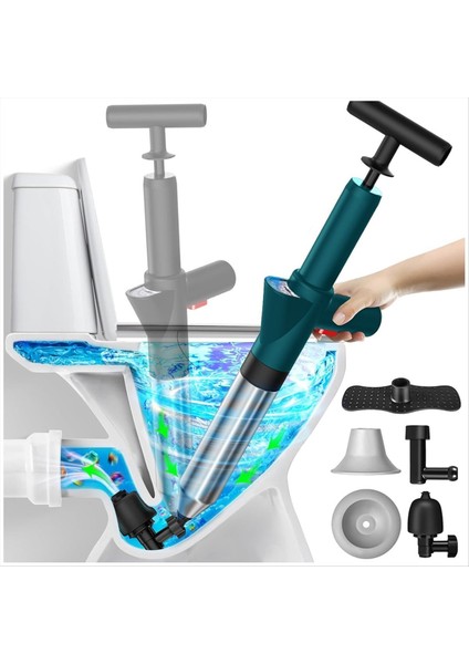 Tuvalet Pistonu Yüksek Basınçlı Hava Tahliyesi Blaster Tabancası Gerçek Zamanlı Barometreli Banyo Için Drenaj Tıkanıklığı Kaldırma Aracı Lavabo (Yurt Dışından)