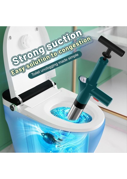 Tuvalet Pistonu Yüksek Basınçlı Hava Tahliyesi Blaster Tabancası Gerçek Zamanlı Barometreli Banyo Için Drenaj Tıkanıklığı Kaldırma Aracı Lavabo (Yurt Dışından) indirimleri