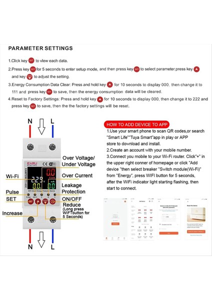 2p 63A Tuka Uygulaması Wifi Akıllı Devre Toprak Sızıntısı Altında Voltaj Koruyucu Röle Aygıt Anahtarı Kesici (Yurt Dışından) fırsatları