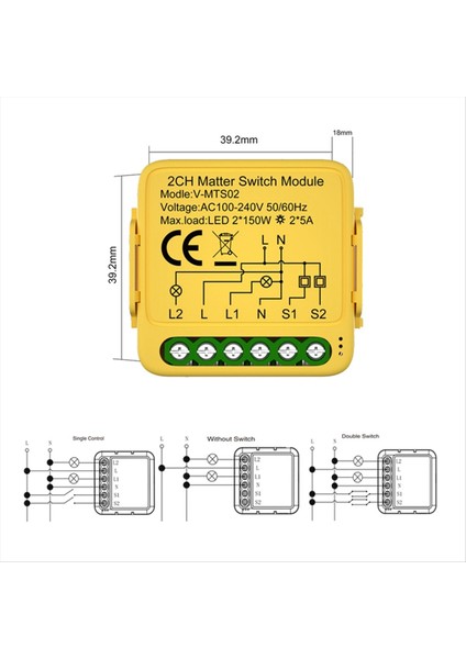 Matter Wifi Smart Switch Tuya Akıllı Ev Otomasyonu Röle Modülü Homekit Alexa Google Smart Life Için Çalışıyor 2X5A 2 Gang (Yurt Dışından) modelleri