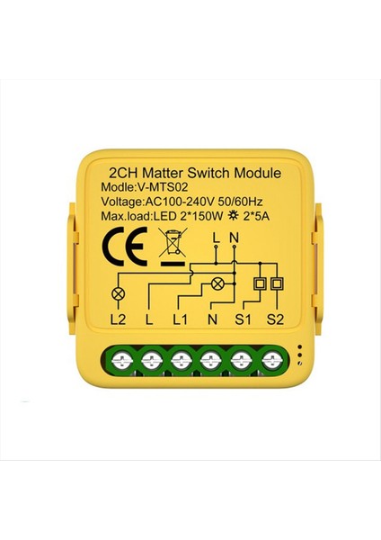 Matter Wifi Smart Switch Tuya Akıllı Ev Otomasyonu Röle Modülü Homekit Alexa Google Smart Life Için Çalışıyor 2X5A 2 Gang (Yurt Dışından) fırsatları