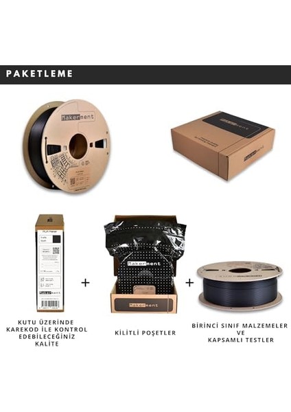 Makerment Pla Maker, 1.75MM 1kg 3D Yazıcı Pla Filament (Trafik Siyah) modelleri