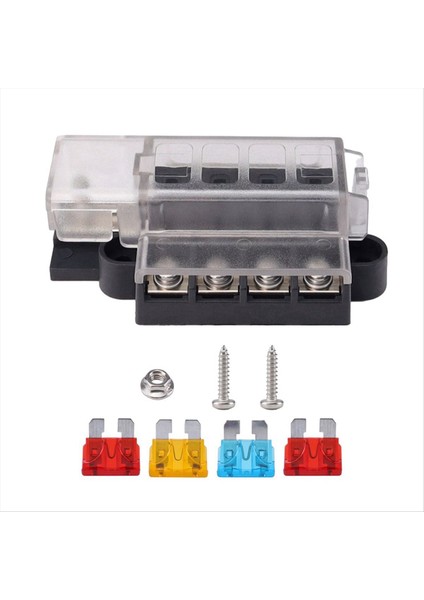 4 Yolu Bıçak Sigorta Tutucu Bloğu ve Uyarı Göstergesi Güç Dağıtım Paneli ile Araba Teknesi Sigorta Kutusu Tutucu (Yurt Dışından)