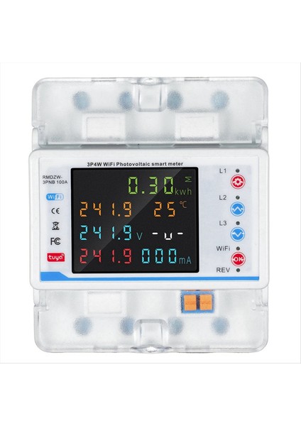 Tuya Wıfı Akıllı Devre Kesici Otomatik Yatırma Koruyucusu 3P4W Güç Ölçer Üç Fazlı Rekla Anahtarı (Yurt Dışından)