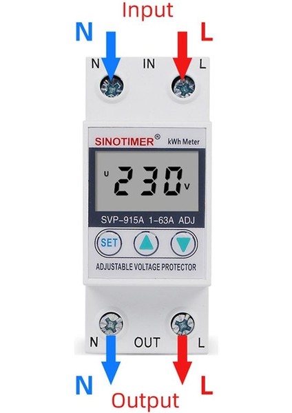 Sinotimer SVP-915A 63A Tek Fazlı Ayarlanabilir Akıllı Aşırı Gerilim Koruyucusu Ölçüm Gücü Ekranı (Yurt Dışından) fırsatları