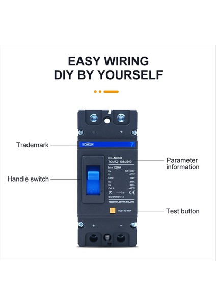 Tomzn 2p Dc 1000V Güneş Kalıplı Kasa Devre Kesici Mccb Aşırı Yük Koruma Anahtarı Güneş Fotovoltaik Pv 125A Için (Yurt Dışından) fiyatları