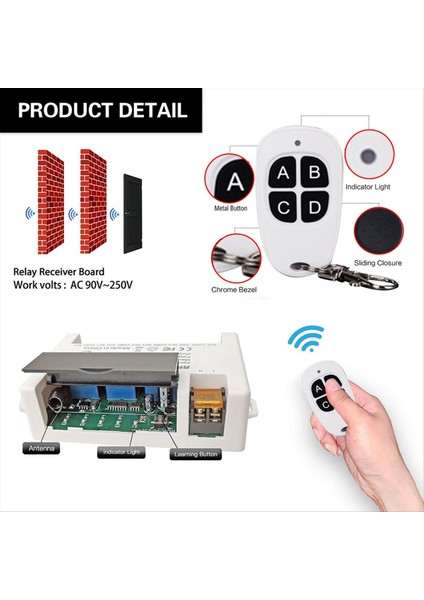 4 Kanal Kablosuz Röle Uzaktan Kumanda Anahtarı 433 92 Mhz Rf AC90-250V 10A Röle Alıcı 2 Uzaktan Kumanda (Yurt Dışından) fırsatları