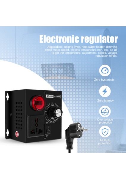 AC220V 4000W Scr Voltaj Regülatörü Sıcaklık Motor Fan Hız Kontrolörü Dimmer Elektrik Aracı Ayarlanabilir Ab Fişi (Yurt Dışından) fiyatları