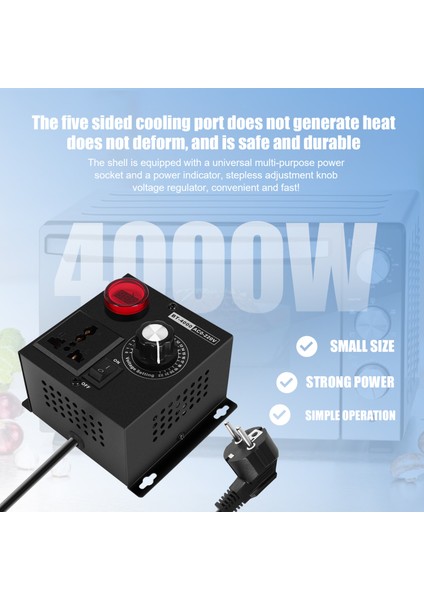 AC220V 4000W Scr Voltaj Regülatörü Sıcaklık Motor Fan Hız Kontrolörü Dimmer Elektrik Aracı Ayarlanabilir Ab Fişi (Yurt Dışından) modelleri