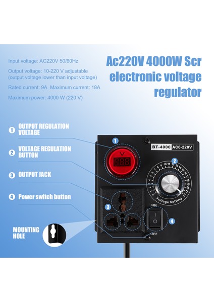 AC220V 4000W Scr Voltaj Regülatörü Sıcaklık Motor Fan Hız Kontrolörü Dimmer Elektrik Aracı Ayarlanabilir Ab Fişi (Yurt Dışından) fırsatları