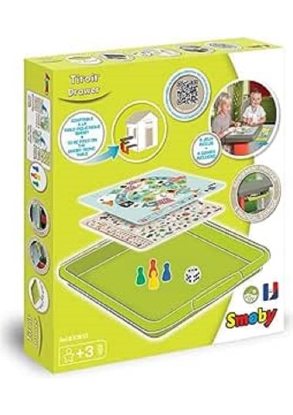 - Oyun Çekmecesi – Oyun Evi Aksesuarı – Oyun Kartları, Oyun Figürleri ve Zar Dahil, Smoby Piknik Masası Için, 3 Yaşından Itibaren Uygundur