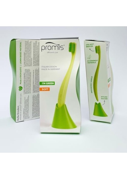 Box, Diş Fırçası + Tutacak, Yeşil – 6750 Antibakteriyel Yumuşak Kıl, Lignin Biyoplastik Sap, Tasarımı, Alman Üretimi fiyatları