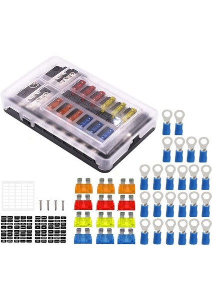 12V Sigorta Bloğu 12 Devre Sigorta Kutusu Kiti DC12-24V Otomobil Teknesi Rv Kamyonu Için Negatif Deniz Sigorta Kutusu ile LED Göstergesi ile (Yurt Dışından)