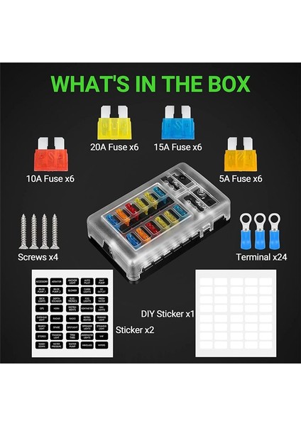 12V Sigorta Bloğu 12 Devre Sigorta Kutusu Kiti DC12-24V Otomobil Teknesi Rv Kamyonu Için Negatif Deniz Sigorta Kutusu ile LED Göstergesi ile (Yurt Dışından) fiyatları