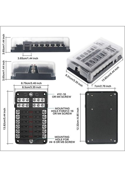 12V Sigorta Bloğu 12 Devre Sigorta Kutusu Kiti DC12-24V Otomobil Teknesi Rv Kamyonu Için Negatif Deniz Sigorta Kutusu ile LED Göstergesi ile (Yurt Dışından) modelleri