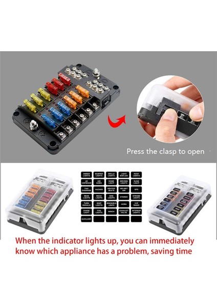 12V Sigorta Bloğu 12 Devre Sigorta Kutusu Kiti DC12-24V Otomobil Teknesi Rv Kamyonu Için Negatif Deniz Sigorta Kutusu ile LED Göstergesi ile (Yurt Dışından) indirimleri