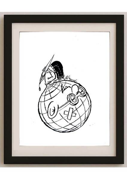 Ali Divandari 20X16CM Orijinal Karikatür Tablo