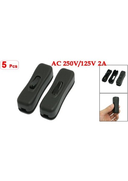 5 Adet Ac 250V/125V 2A Siyah Plastik Açma/kapama Düğmesi Kablo Anahtarlarında (Yurt Dışından)