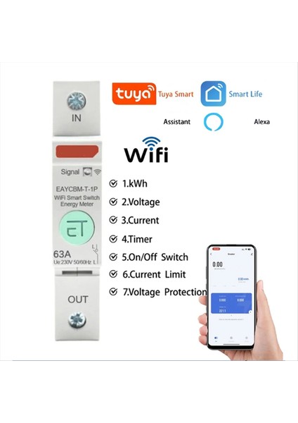 1p Taya App Wifi Ölçüm Koruyucu Akıllı Enerji Güç Tüketimi Kwh Metre Devre Kesici Zaman Röle Anahtarı (Yurt Dışından) fiyatları