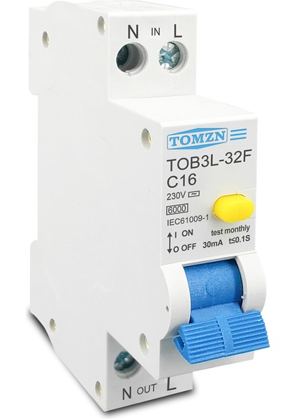 Tomzn 18MM 230V Rcbo 1p+N 6ka Kalıntı Akım Diferansiyel Otomatik Devre Kesici Aşırı Sızıntı Koruması 16A (Yurt Dışından) fiyatları