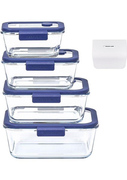 Fika Glace Vakumlu Cam Saklama Kabı Seti Mavi 5 Parça D-NEOBGLS05
